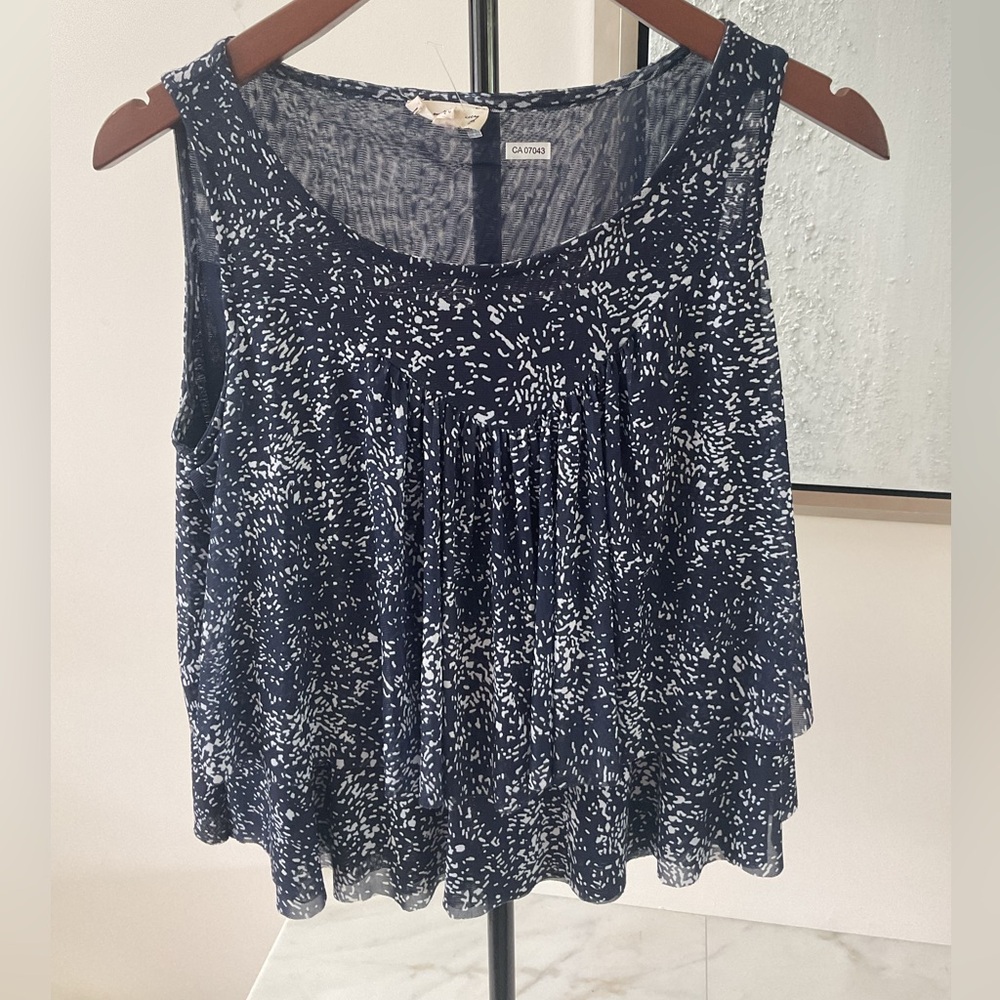 Jane and Delancey Blue Pleated Sleeveless Tank Top